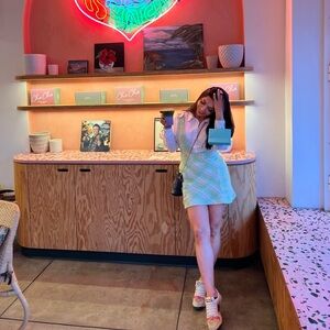 Zara green tweeted dress